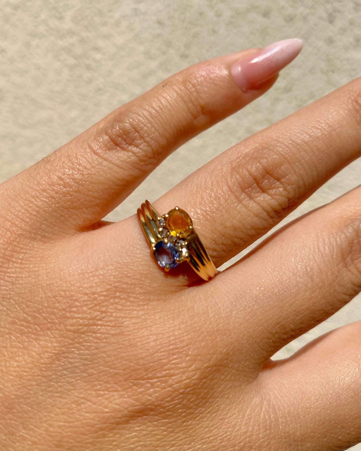 Bague Toi &amp; Moi Saphir Jaune et Bleu &amp; Diamants &quot;Brydille&quot;