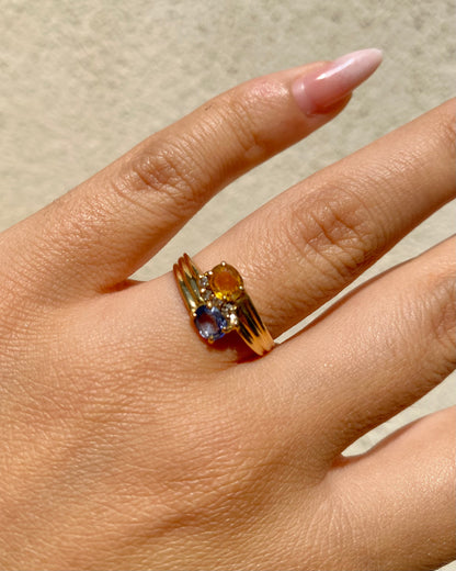Bague Toi &amp; Moi Saphir Jaune et Bleu &amp; Diamants &quot;Brydille&quot;