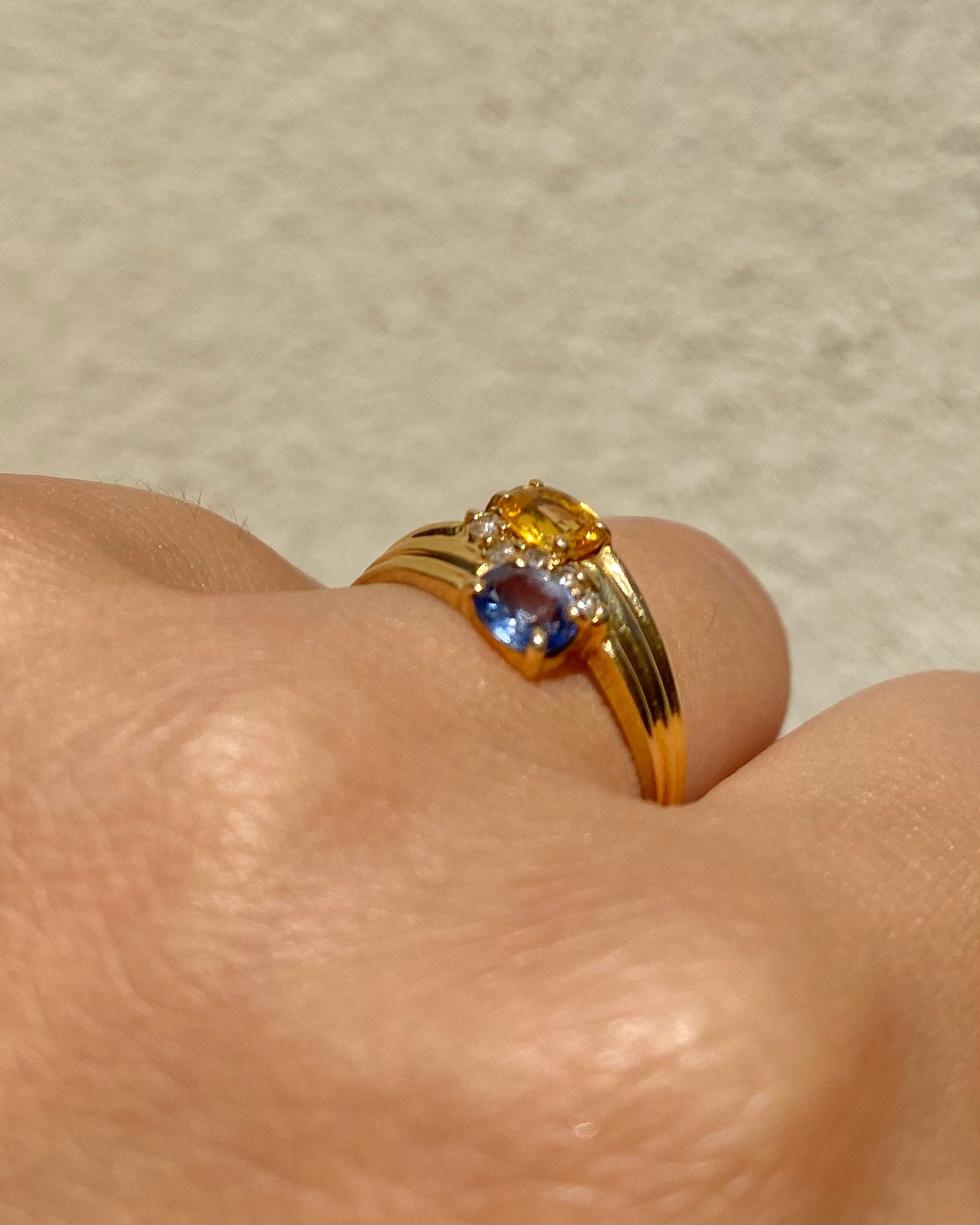 Bague Toi &amp; Moi Saphir Jaune et Bleu &amp; Diamants "Brydille"