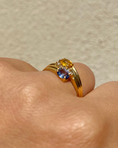 Bague Toi &amp; Moi Saphir Jaune et Bleu &amp; Diamants &quot;Brydille&quot;