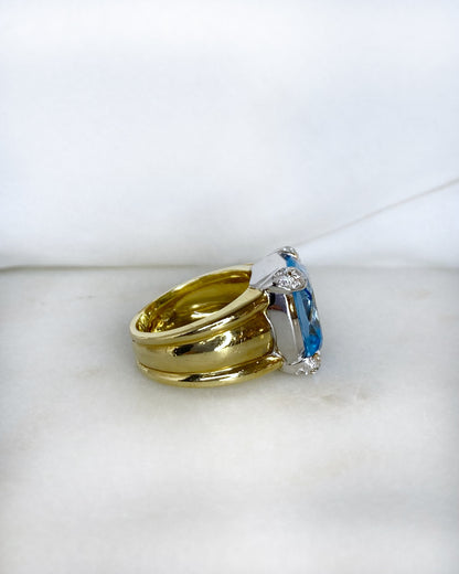 Bague Topaze 8.20 carats, Diamants &amp; Or 11,9g &quot;Nevada &quot;