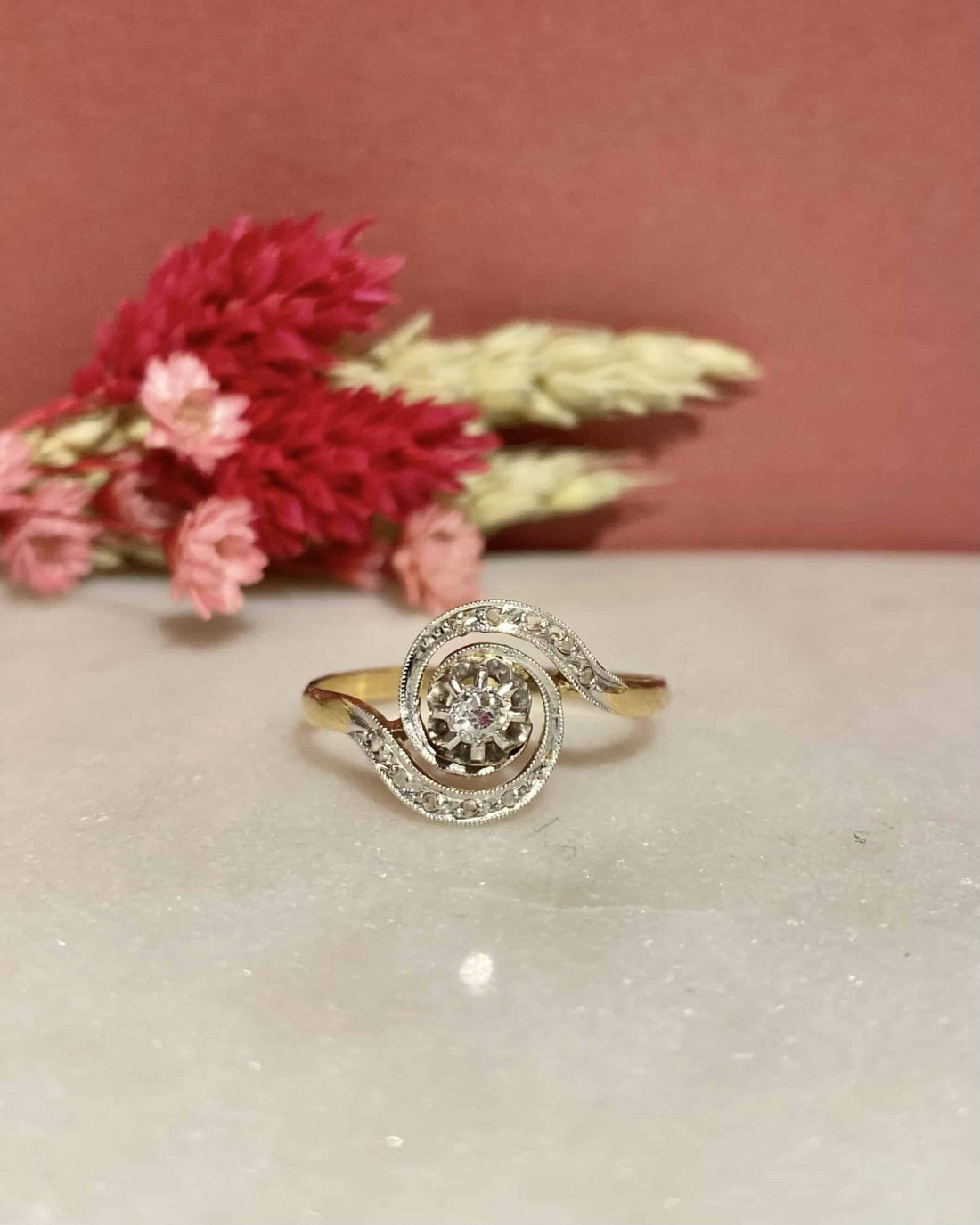 Bague Tourbillon Art-déco 11 Diamants &quot;Tina&quot;