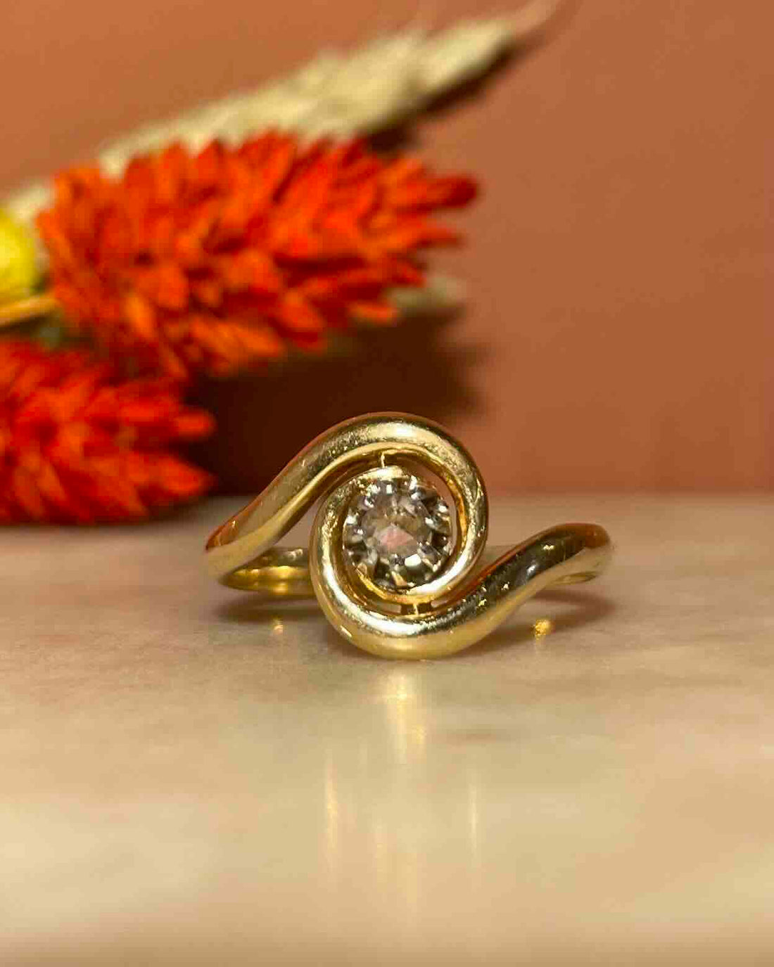 Anillo Art Déco con tourbillon de diamantes &quot;Jeanette&quot;