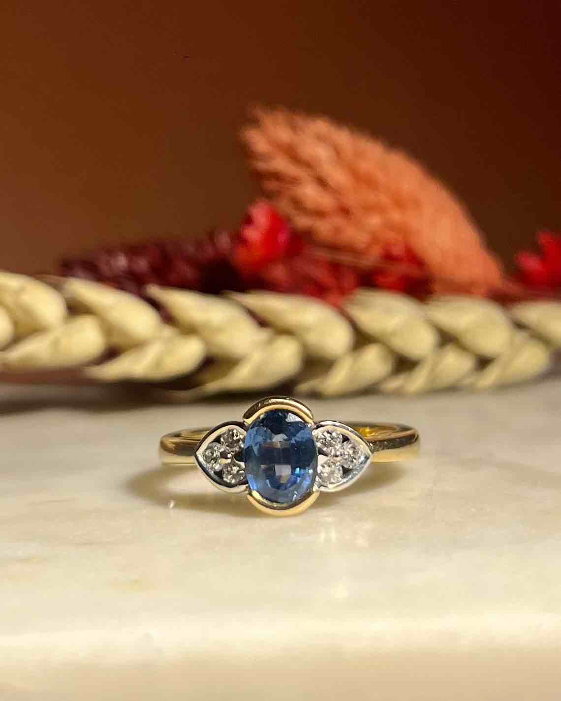 "Chiara" Sapphire and Diamond Trilogy Ring