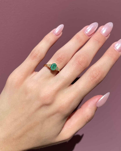 Bague Trilogie Emeraude 0.80 carat &amp; 12 Diamants &quot;Angélique&quot;