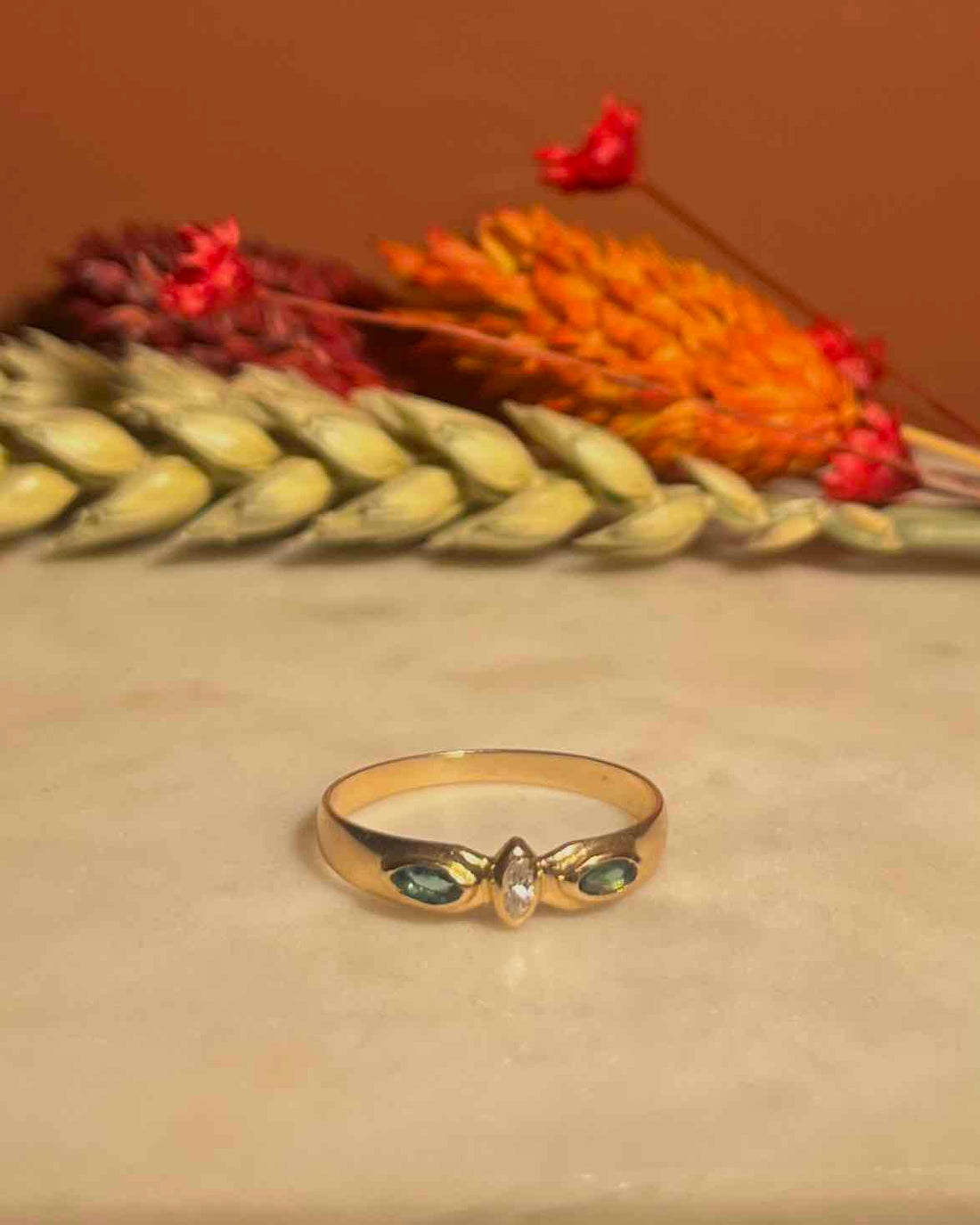 Bague Trilogie Diamant et Emeraudes &quot;Polina&quot;