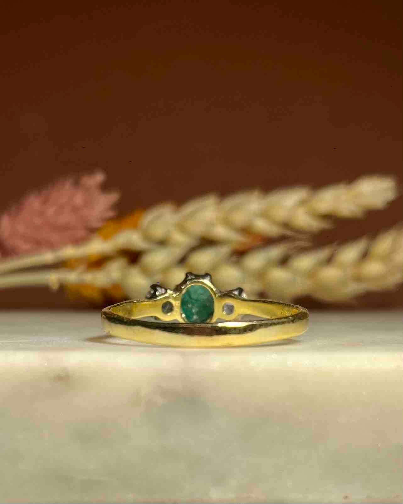 "Salima" Emerald and Diamond Trilogy Ring