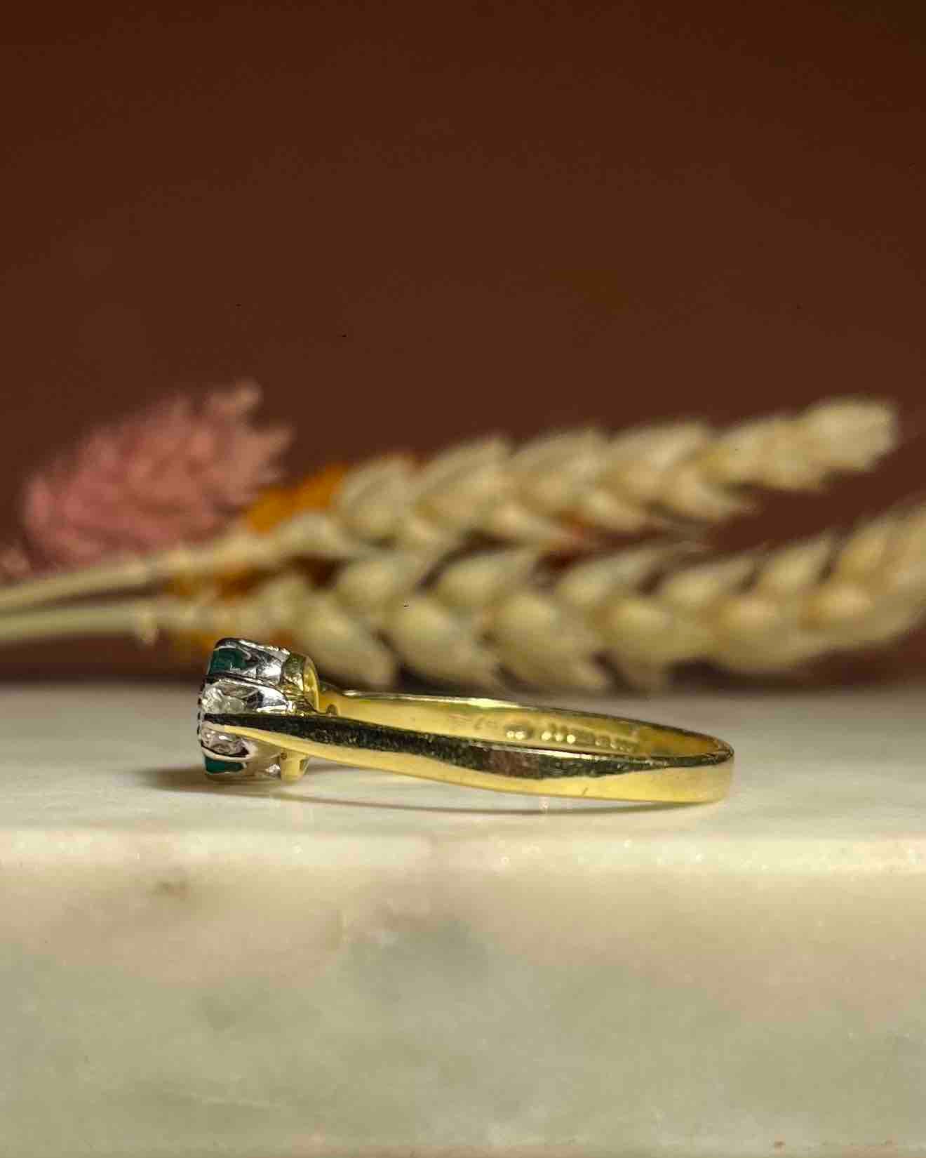 "Salima" Emerald and Diamond Trilogy Ring