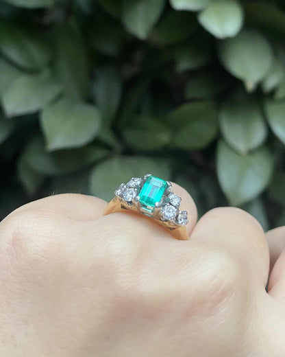 Bague Trilogie Emeraude 1 carat &amp; Diamants 0.54 carat &quot;Mely&quot;