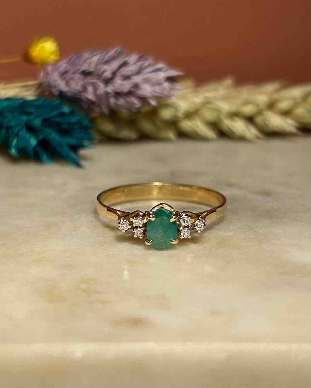 Bague Trilogie Emeraude &amp; Diamants "Celia"