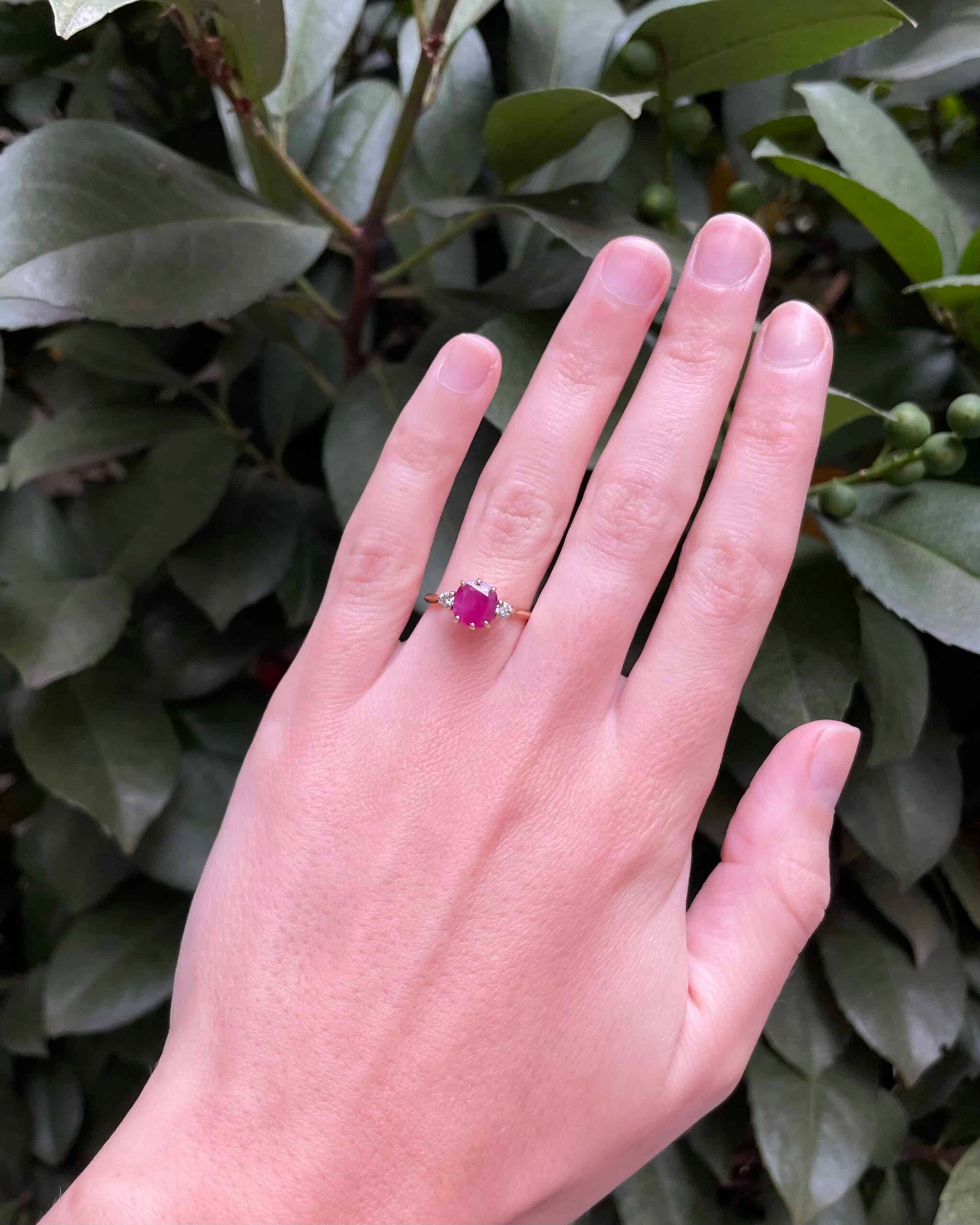 "Précillia" 1.65 carat Ruby &amp;amp; Diamond Trilogy Ring