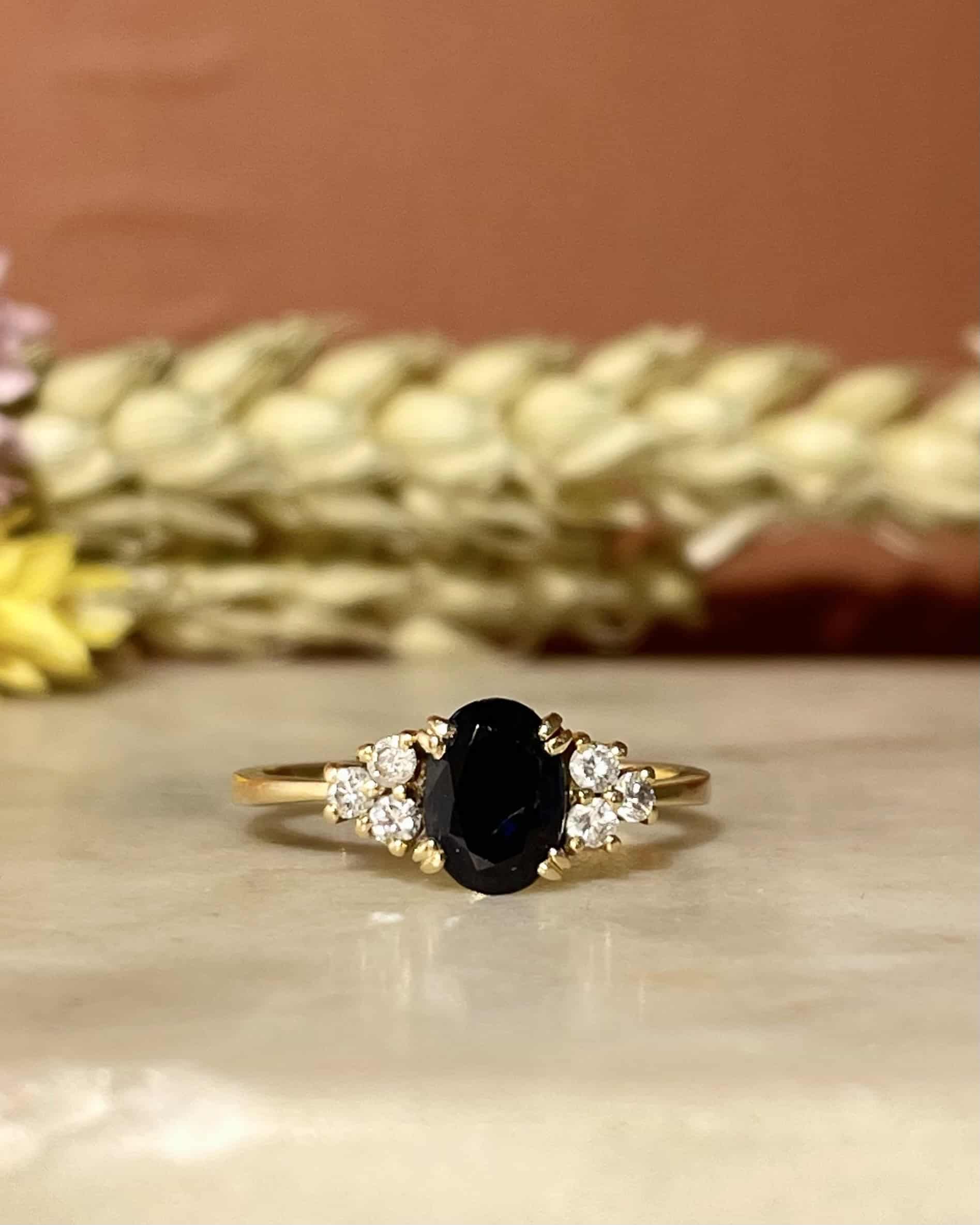 Bague Trilogie Saphir 1 carat &amp; Diamants &quot;Katerina&quot;