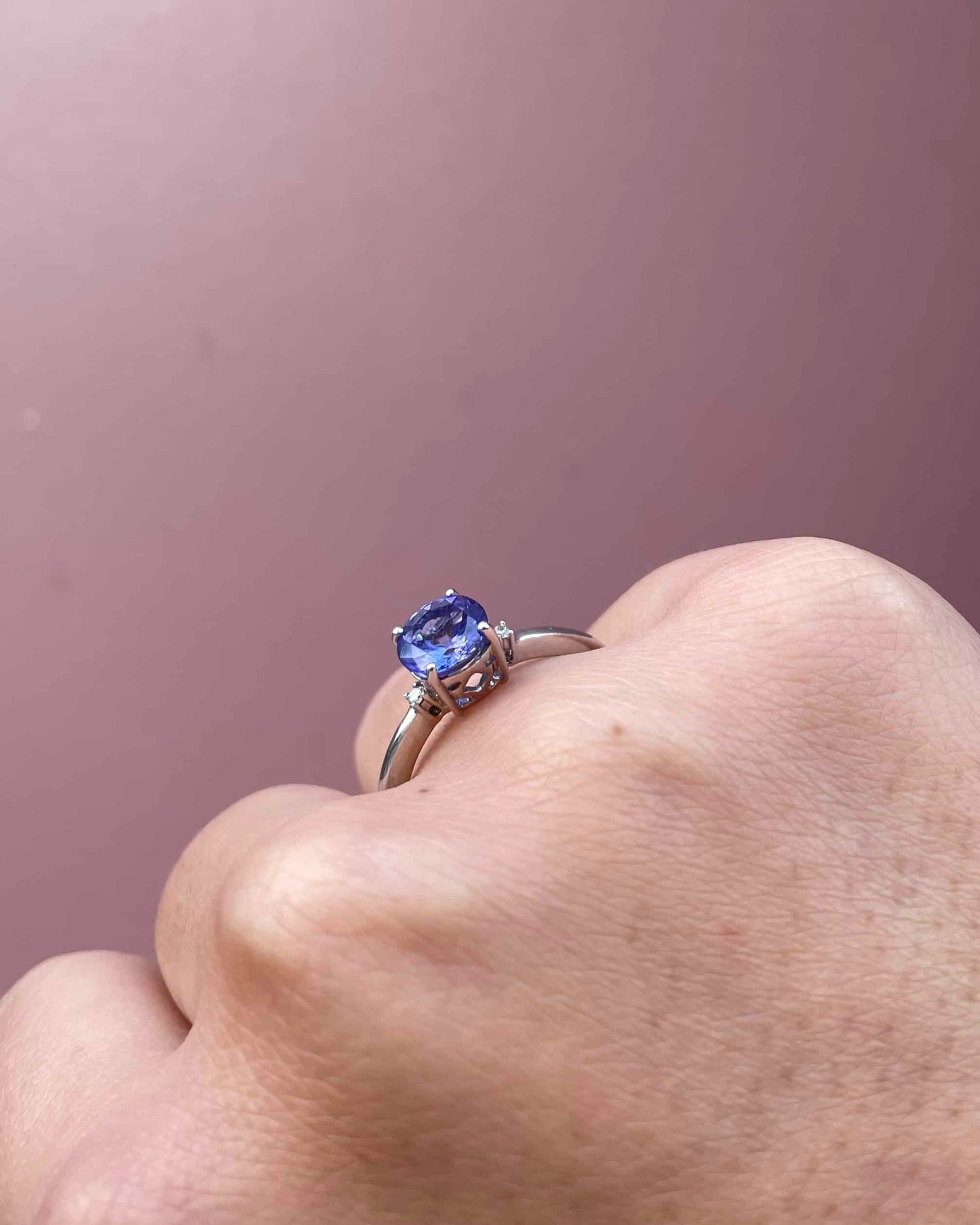 &quot;Aela&quot; 1.10 carat Tanzanite &amp;amp; Diamond Trilogy Ring