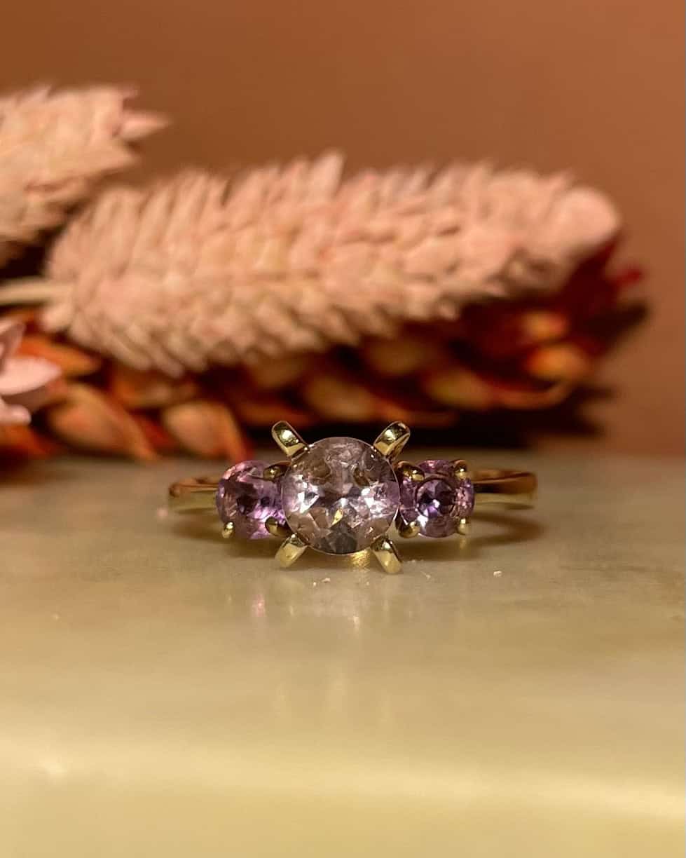 Bague Trilogie Améthyste &amp; Tanzanites "Deya"