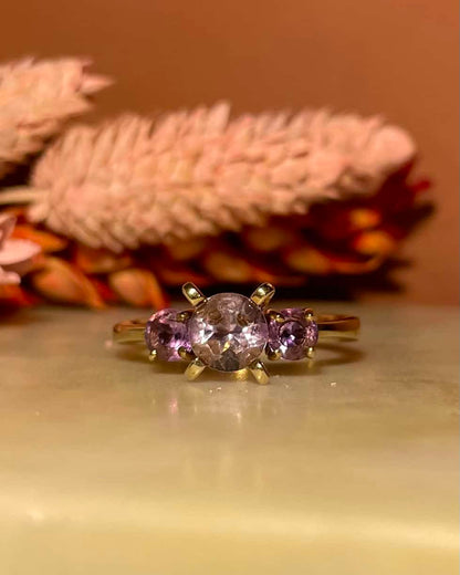 Bague Trilogie Améthyste &amp; Tanzanites &quot;Deya&quot;