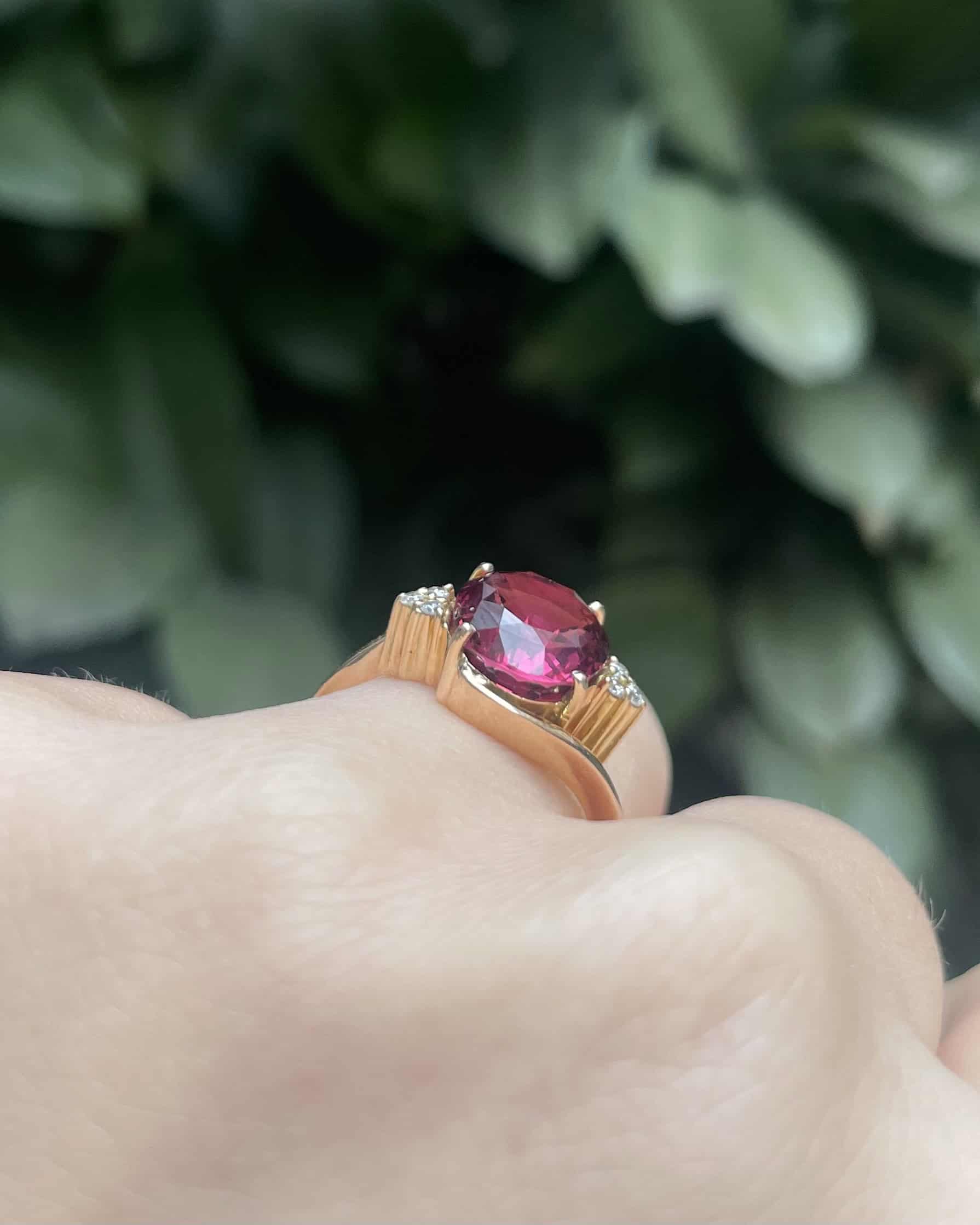“Lara” 3.10 Carat Tourmaline &amp;amp; Diamond Trilogy Ring
