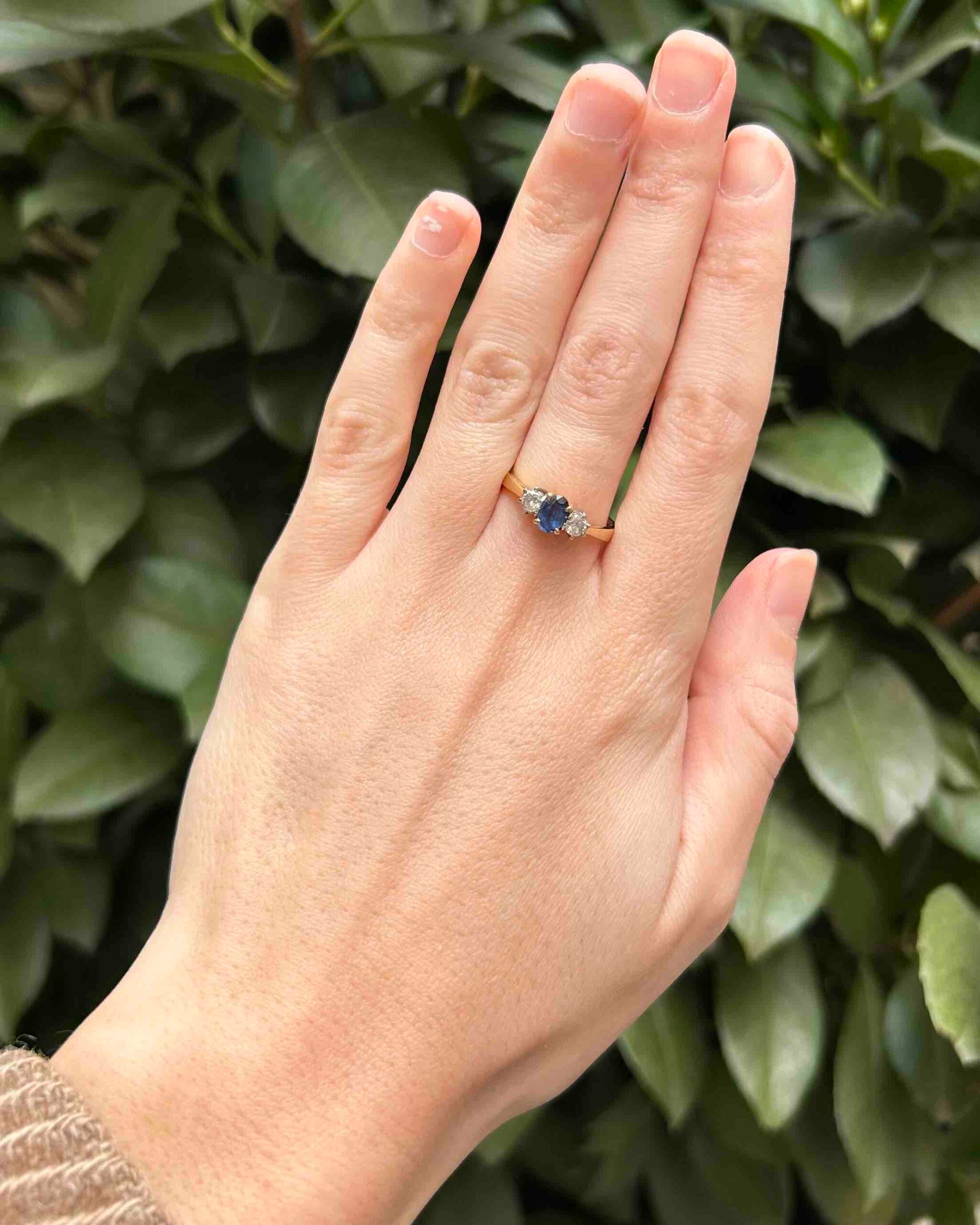 "Helina" Sapphire &amp;amp; Diamond Trilogy Ring