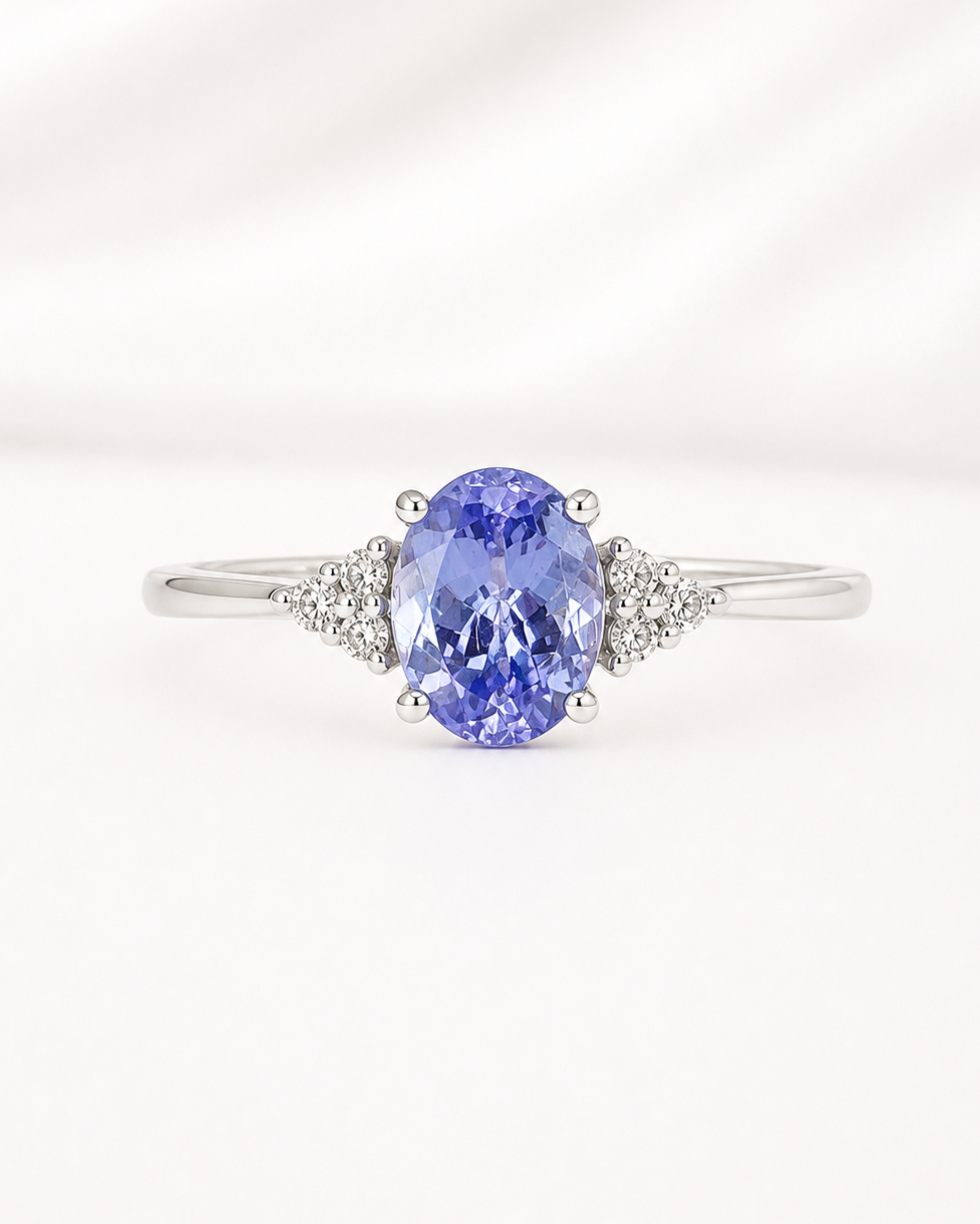 Bague Trilogie Tanzanite 1.20 carat &amp; Diamants "Carolina"