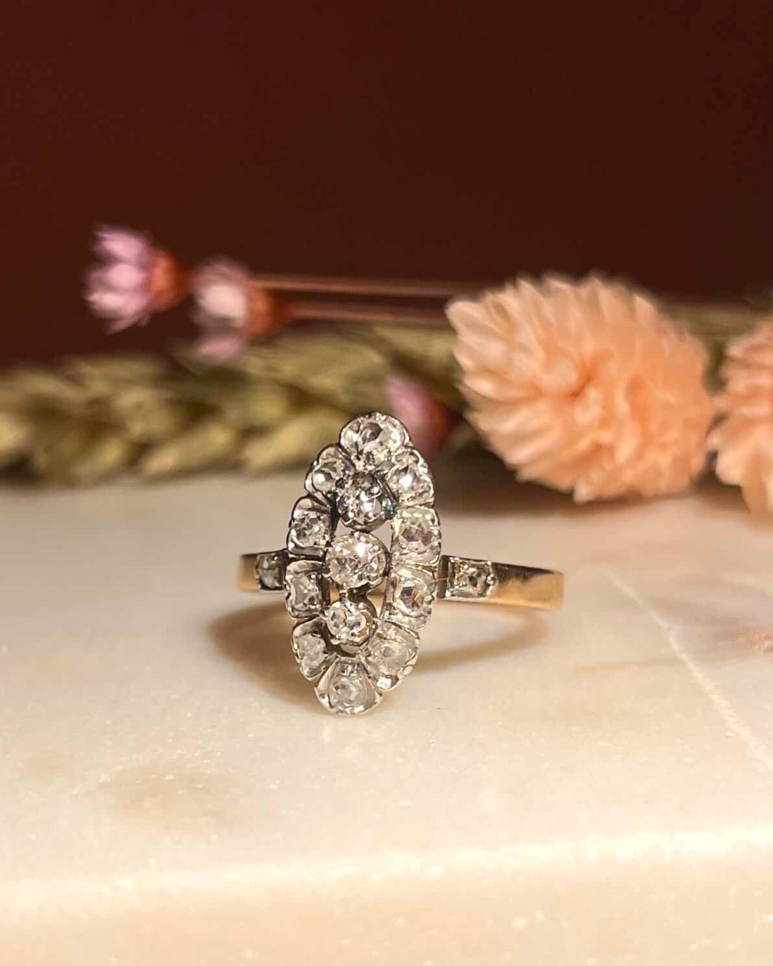 Bague Art-Déco Marquise 15 Diamants &quot;Andréa&quot;