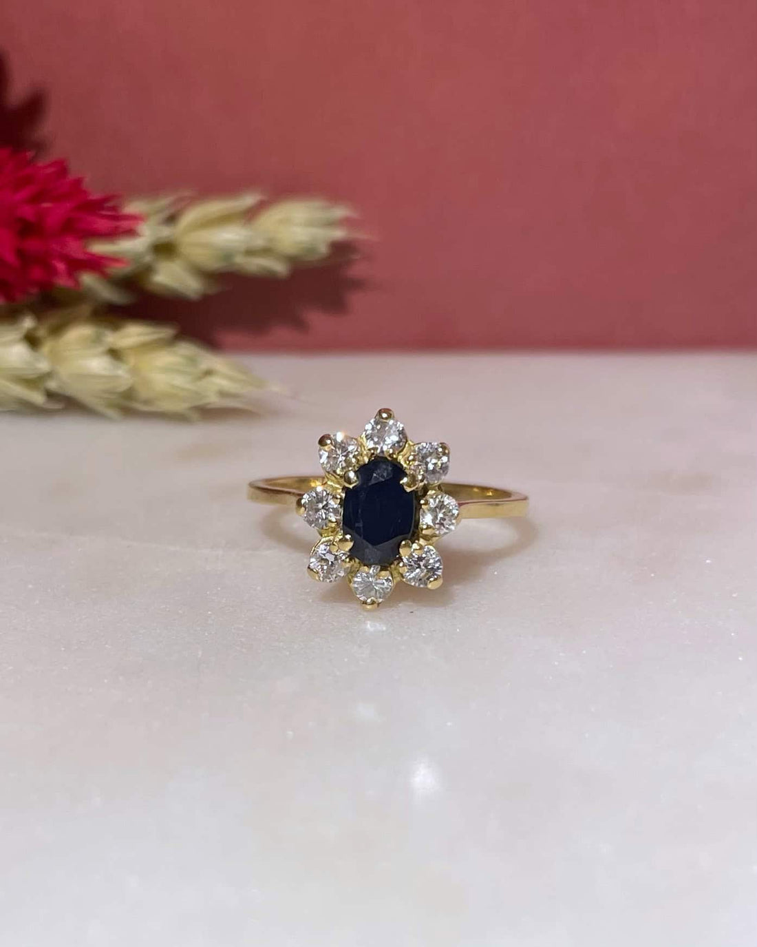Bague Marguerite Saphir 0.60 carat &amp; Diamants &quot;Selina&quot;