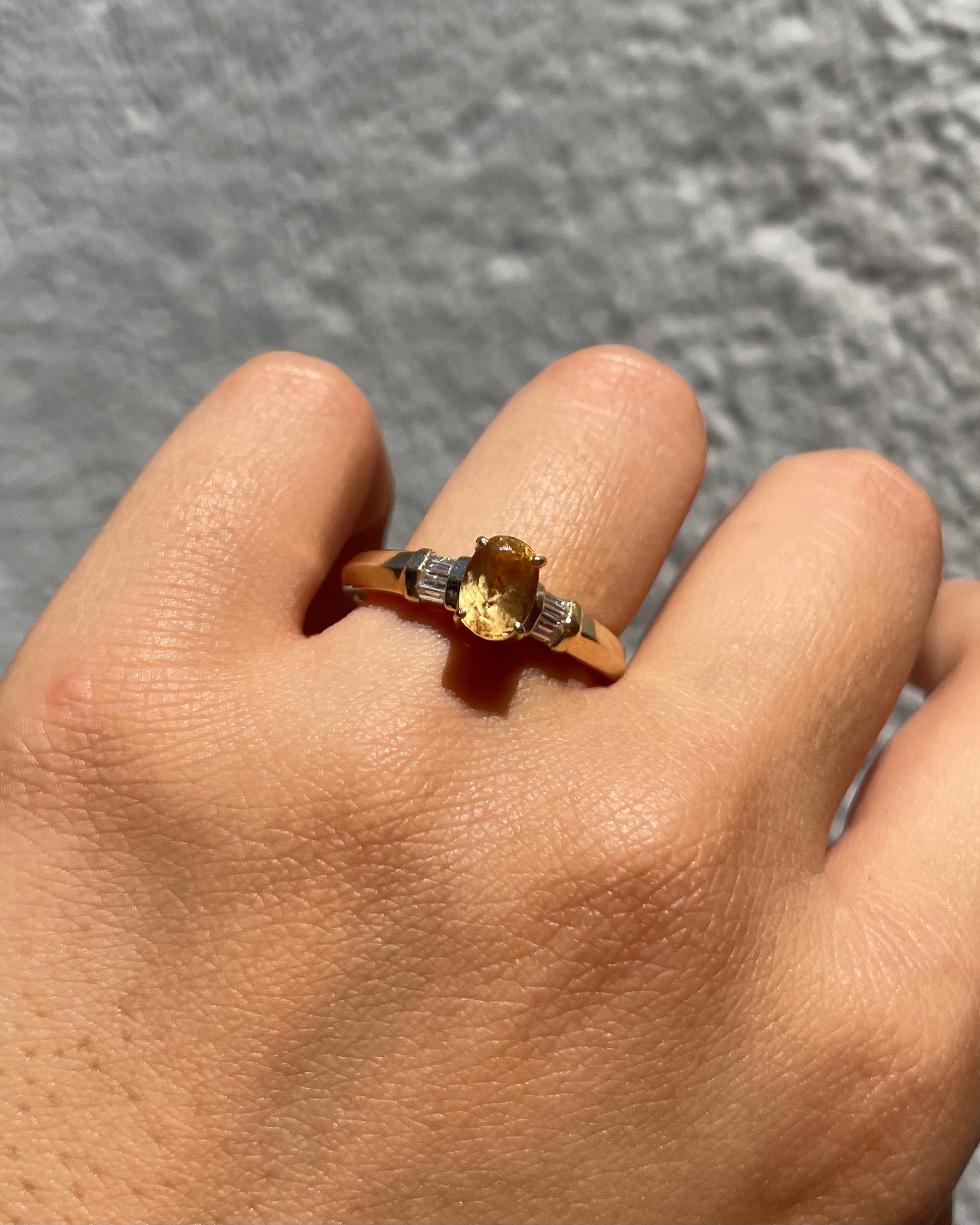 Trilogy Ring Yellow Topaz 1.20 carat and Diamonds “Loana”