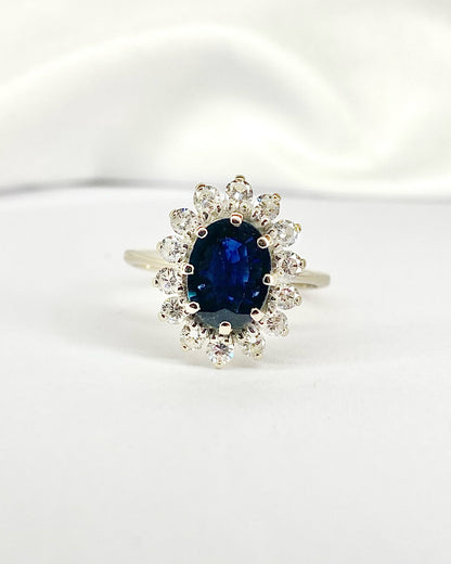 Bague Marguerite Saphir 1.45 carat &amp; Diamants 0.42 carat "Eden"