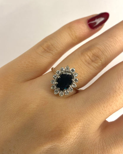 Bague Marguerite Saphir 1.45 carat &amp; Diamants 0.42 carat "Eden"