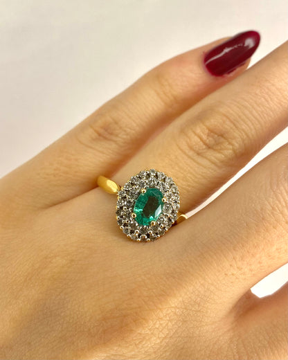 Bague Marguerite Émeraude 0.70 carat &amp; Diamants 0.44 carat "Lia"