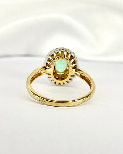 Bague Marguerite Émeraude 0.70 carat &amp; Diamants 0.44 carat "Lia"