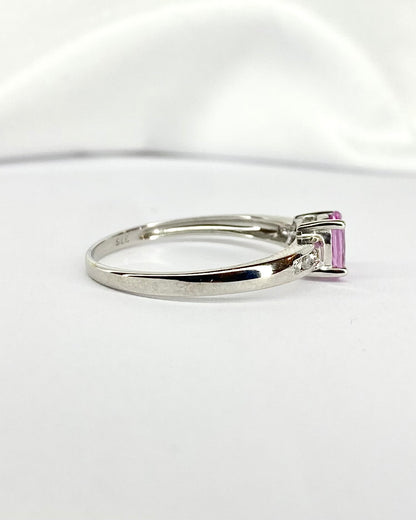 Bague Solitaire Saphir Rose 0.43 carat &amp; Diamants "Séraphine"